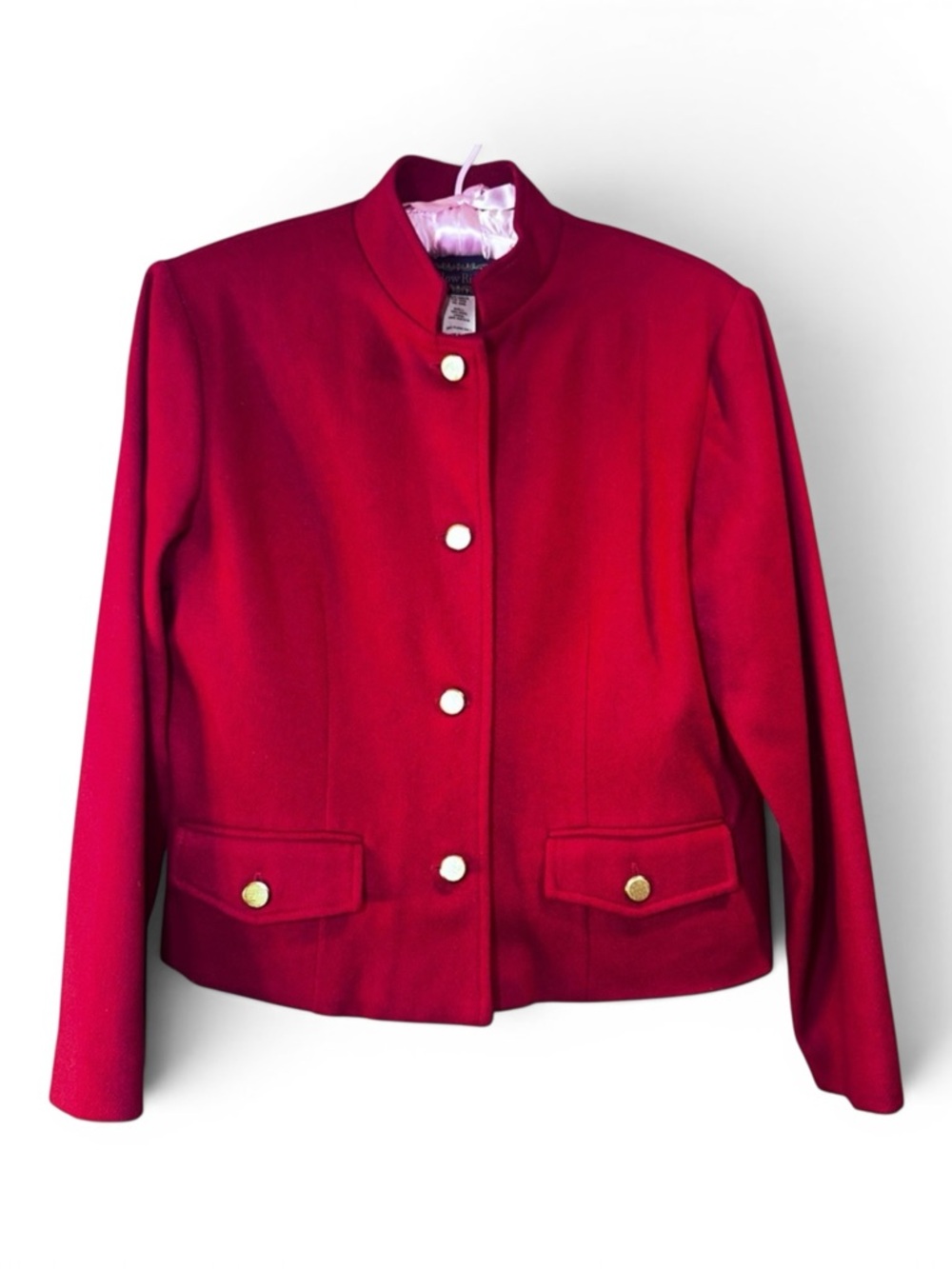 NEW Willow Ridge Cropped Red Wool Blazer Stand Up Collar Womens 12P NWOT